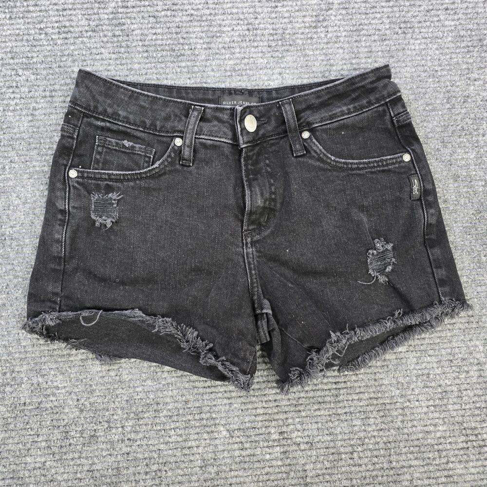 Silver Jeans Co Shorts Womens 26 Black Boyfriend Distressed Raw Hem
